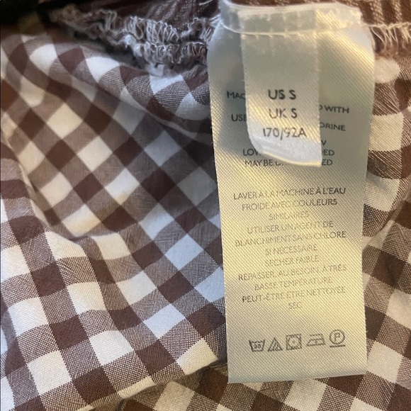 Brown Gingham Embroidered Women's Top - Picture 8 of 10